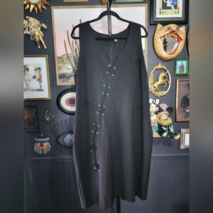Bold Elements Black Lace-Up Front Dress | Size XXL (2X) | Sleeveless Goth/Edgy